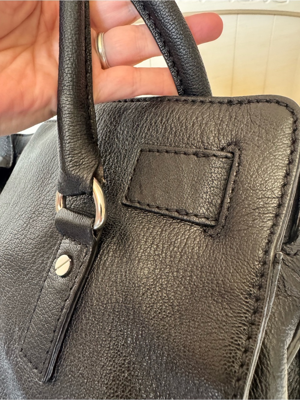Michael Kors Hamilton Black Leather Satchel with Signature MK Lock & Key - Picture 4 of 13